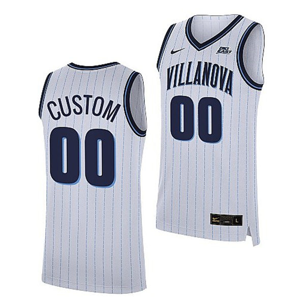 Mens Youth Villanova Wildcats Custom 2022 Nike White Pinstripe College Basketball Game Jersey 