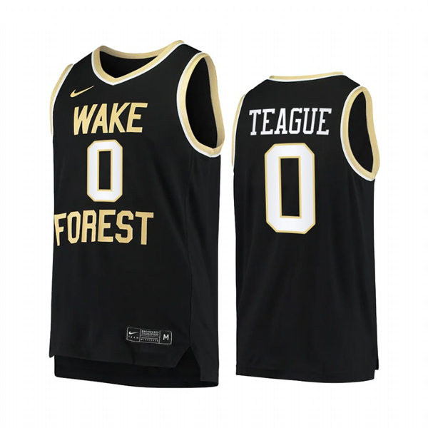 Mens Youth Wake Forest Demon Deacons #0 Jeff Teague Nike Black College Basketball Game Jersey 
