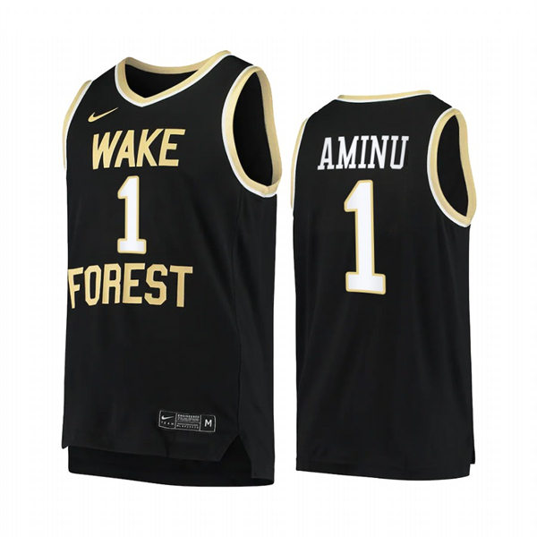 Mens Youth Wake Forest Demon Deacons #1 Al-Farouq Aminu Nike Black College Basketball Game Jersey 
