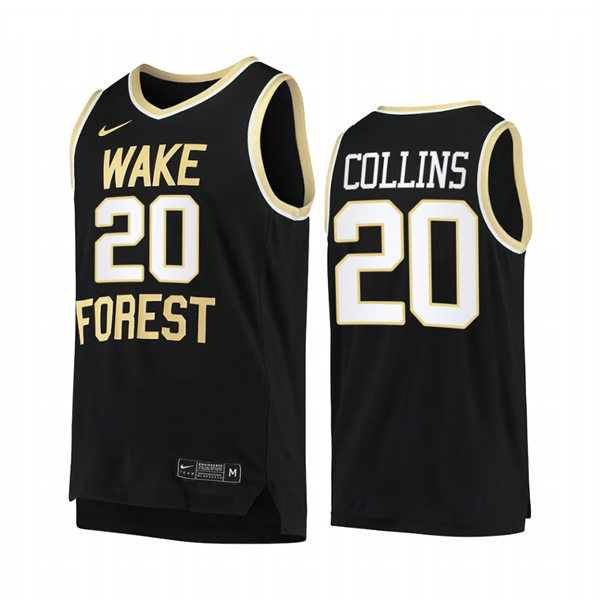Mens Youth Wake Forest Demon Deacons #20 John Collins Nike Black College Basketball Game Jersey 