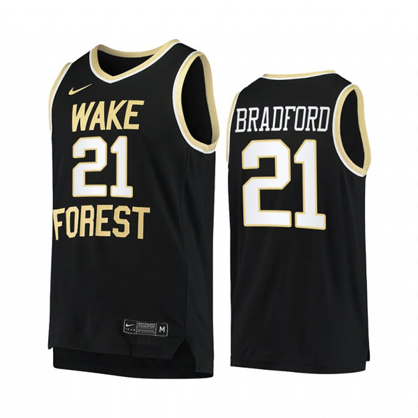 Mens Youth Wake Forest Demon Deacons #21 Davion Bradford Nike Black College Basketball Game Jersey 