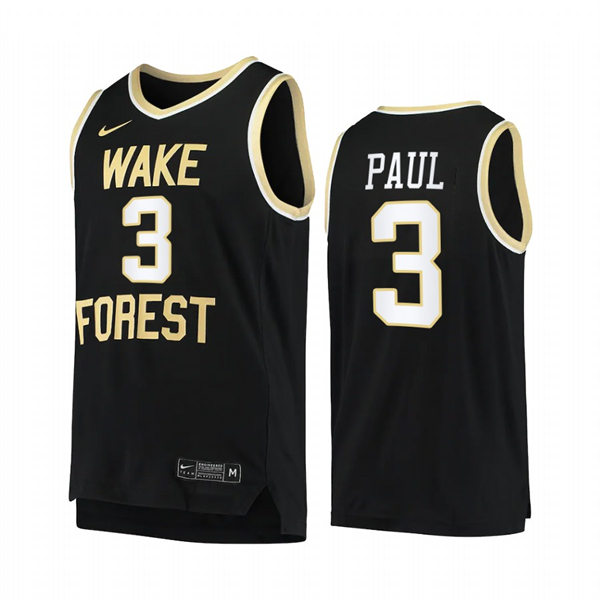 Mens Youth Wake Forest Demon Deacons #3 Chris Paul Nike Black College Basketball Game Jersey 