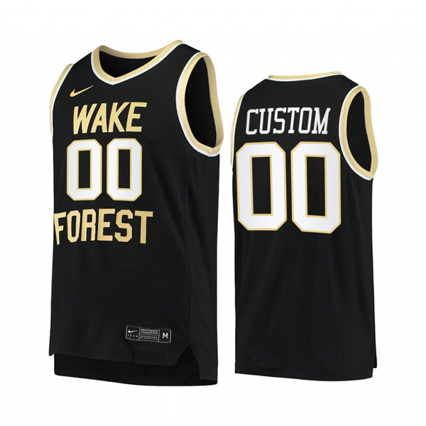 Mens Youth Wake Forest Demon Deacons Custom Nike 2022 Black College Basketball Game Jersey 