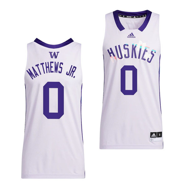 Mens Youth Washington Huskies #0 Emmitt Matthews Jr. 2022 White Honoring Black Excellence Basketball Jersey 