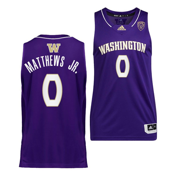 Mens Youth Washington Huskies #0 Emmitt Matthews Jr. Adidas Purple College Basketball Game Jersey 