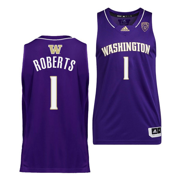 Mens Youth Washington Huskies #1 Nate Roberts Adidas Purple College Basketball Game Jersey