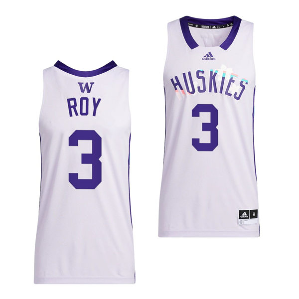 Mens Youth Washington Huskies #3 Brandon Roy 2022 White Honoring Black Excellence Basketball Jersey 