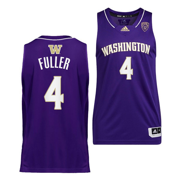 Mens Youth Washington Huskies #4 PJ Fuller Adidas Purple College Basketball Game Jersey
