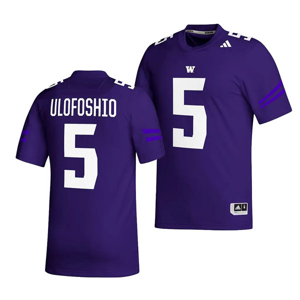 Mens Youth Washington Huskies #5 Edefuan Ulofoshio Adidas 2023 Purple College Football Game