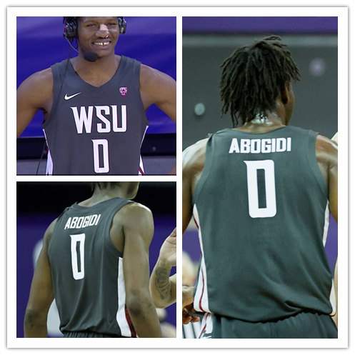 Mens Youth Washington State Cougars #0 Efe Abogidi Nike 2022 Grey College Basketball GameJersey 