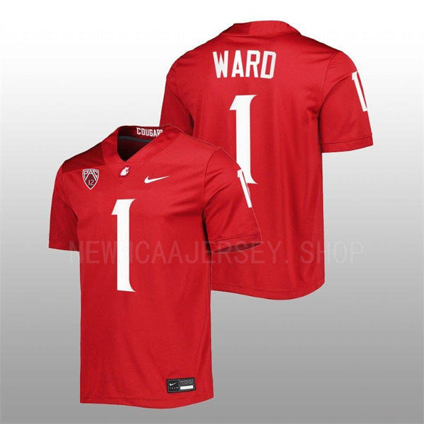 Mens Youth Washington State Cougars #1 Cameron Ward Nike Crimson College Football Game Jersey 
