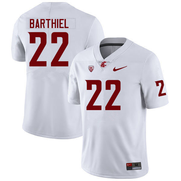 Mens Youth Washington State Cougars #22 Gavin Barthiel Nike White College Football Game Jersey 