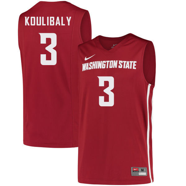 Mens Youth Washington State Cougars #3 Jefferson Koulibaly Nike 2018 Retro Crimson College Basketball Game Jersey 