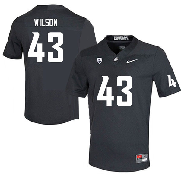 Mens Youth Washington State Cougars #43 Ben Wilson College Football Game Jersey Charcoal 