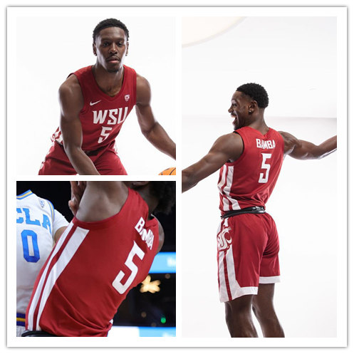Mens Youth Washington State Cougars #5 TJ Bamba Nike 2022 Crimson College Basketball Game Jersey 