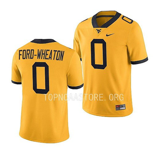 Mens Youth West Virginia Mountaineers #0 Bryce Ford-Wheaton Nike 2022 Gold College Football Game Jersey 