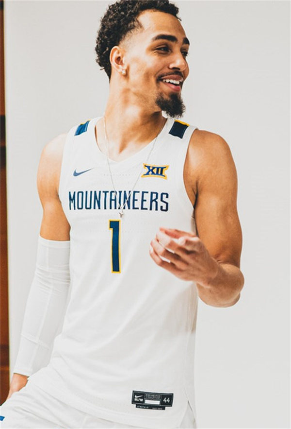 Mens Youth West Virginia Mountaineers #1 Emmitt Matthews Jr. Nike 2022 White College Basketball Game Jersey 