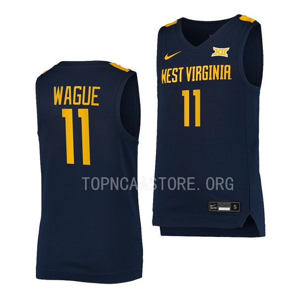 Mens Youth West Virginia Mountaineers #11 Mohamed Wague Nike 2022 Navy College Basketball Game Jersey 