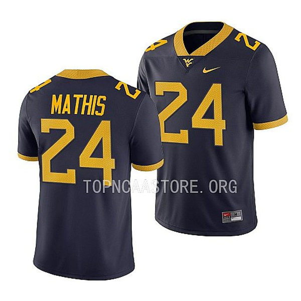 Mens Youth West Virginia Mountaineers #24 Tony Mathis Nike 2022 Navy College Football Game Jersey 