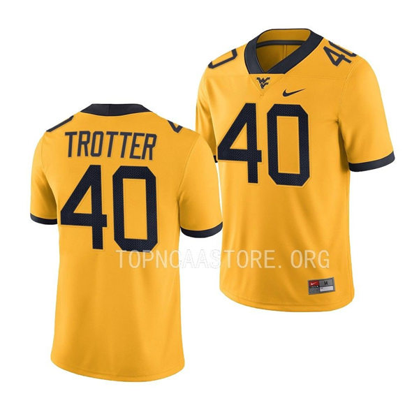Mens Youth West Virginia Mountaineers #40 Josiah Trotter Nike 2022 Gold College Football Game Jersey 