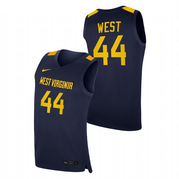 Mens Youth West Virginia Mountaineers #44 Jerry West Nike 2022 Navy College Basketball Game Jersey 