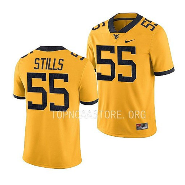 Mens Youth West Virginia Mountaineers #55 Dante Stills Nike 2022 Gold College Football Game Jersey 