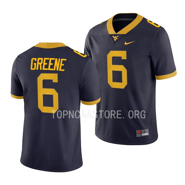 Mens Youth West Virginia Mountaineers #6 Garrett Greene Nike 2022 Navy College Football Game Jersey 