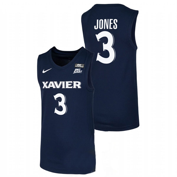 Mens Youth Xavier Musketeers #3 Colby Jones Nike Navy College Basketball Game Jersey 