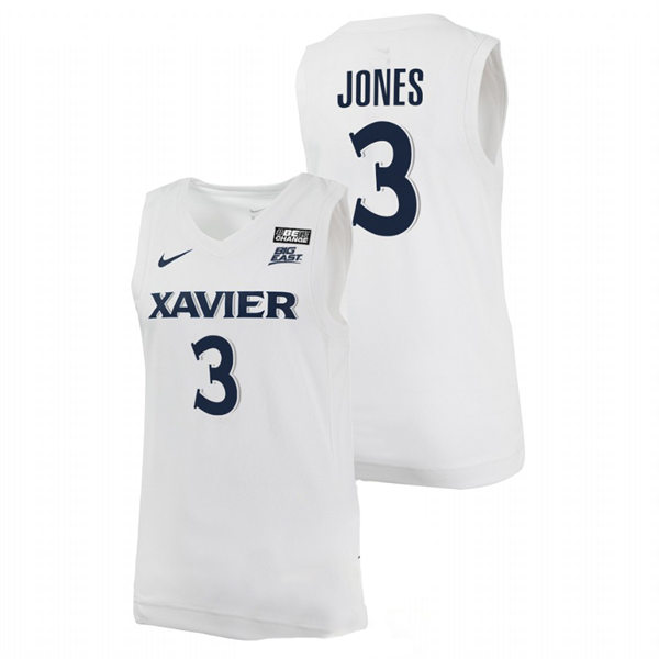 Mens Youth Xavier Musketeers #3 Colby Jones Nike White Navy College Basketball Game Jersey 