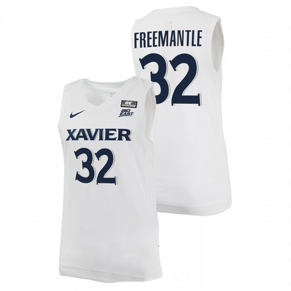 Mens Youth Xavier Musketeers #32 Zach Freemantle Nike White Navy College Basketball Game Jersey 
