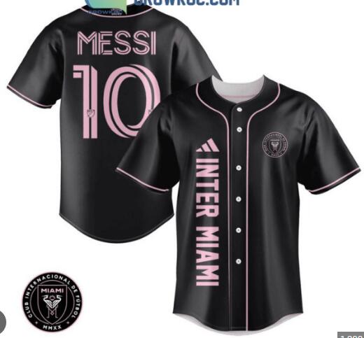 Messi 10 Inter Miami FC Black Design Baseball Jersey