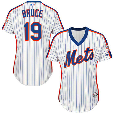 Mets #19 Jay Bruce White(Blue Strip) Alternate Women's Stitched MLB Jersey
