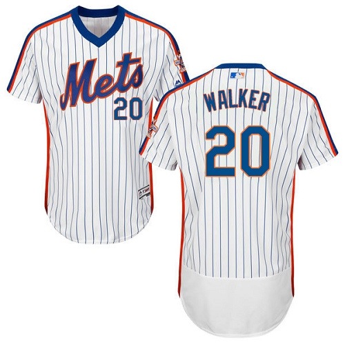 Mets #20 Neil Walker White(Blue Strip) Flexbase Authentic Collection Alternate Stitched MLB Jersey