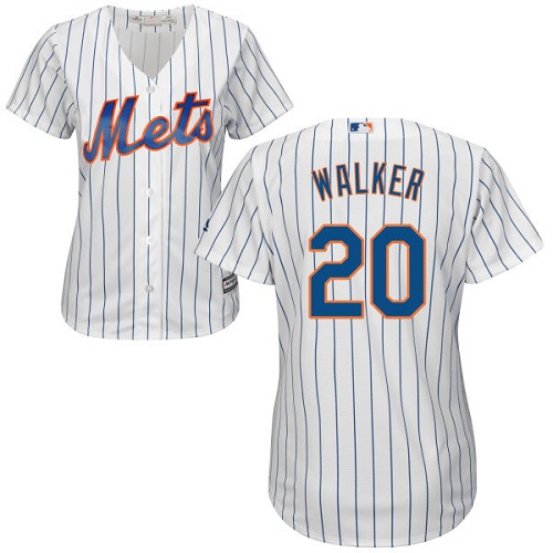 Mets #20 Neil Walker White(Blue Strip) Home Women's Stitched MLB Jersey