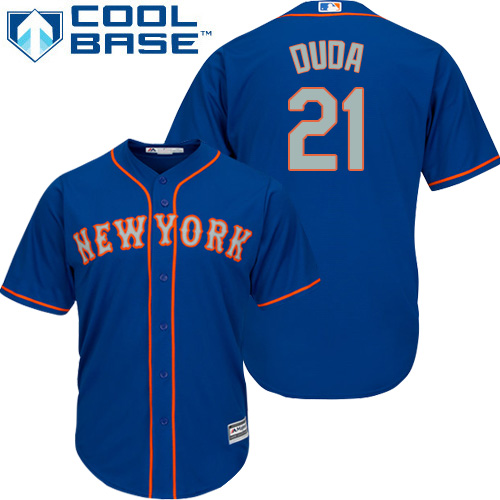 Mets #21 Lucas Duda Blue(Grey NO.) Cool Base Stitched Youth MLB Jersey