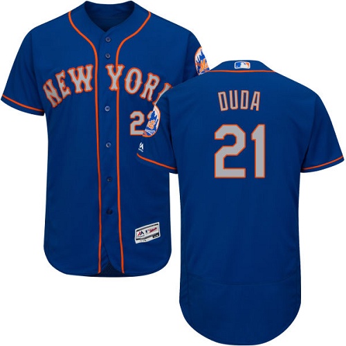 Mets #21 Lucas Duda Blue(Grey NO.) Flexbase Authentic Collection Stitched MLB Jersey