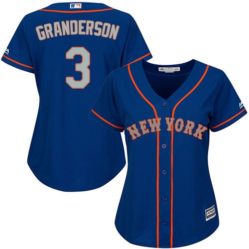 Mets #3 Curtis Granderson Blue(Grey NO.) Alternate Women's Stitched MLB Jersey