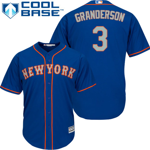 Mets #3 Curtis Granderson Blue(Grey NO.) Cool Base Stitched Youth MLB Jersey