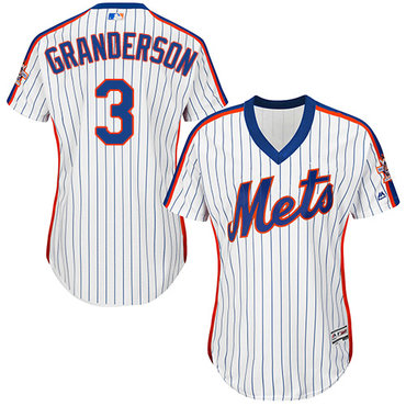 Mets #3 Curtis Granderson White(Blue Strip) Alternate Women's Stitched MLB Jersey