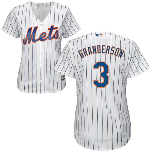 Mets #3 Curtis Granderson White(Blue Strip) Home Women's Stitched MLB Jersey
