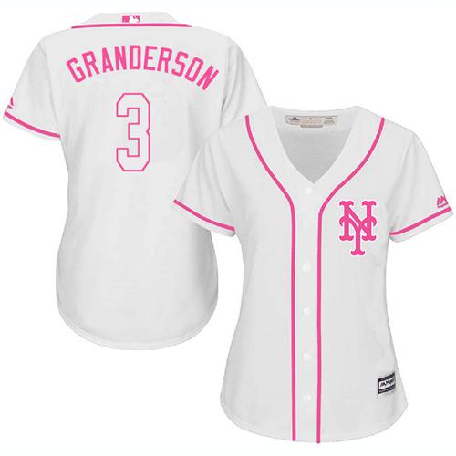 Mets #3 Curtis Granderson White Pink Fashion Women's Stitched MLB Jersey