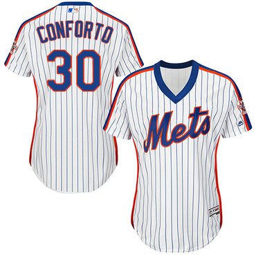 Mets #30 Michael Conforto White(Blue Strip) Alternate Women's Stitched MLB Jersey