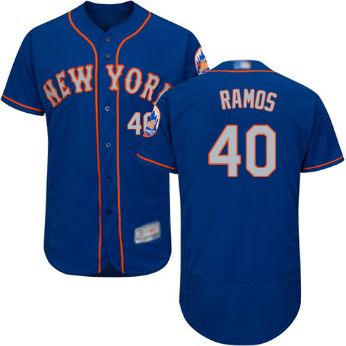 Mets #40 Wilson Ramos Blue(Grey NO.) Flexbase Authentic Collection Stitched Baseball Jersey