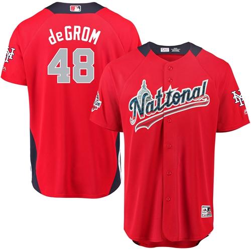 Mets #48 Jacob DeGrom Red 2018 All-Star National League Stitched Baseball Jersey
