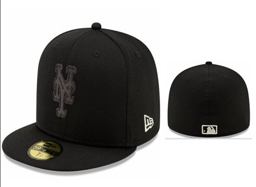 Mets Team Logo Black Fitted Hat LX