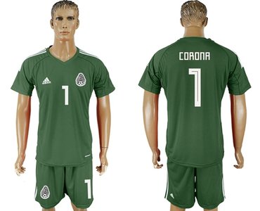 Mexico #1 Corona Green Goalkeeper Soccer Country Jersey
