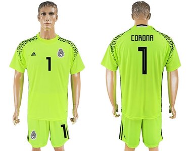 Mexico #1 Corona Shiny Green Goalkeeper Soccer Country Jersey