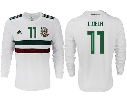 Mexico #11 C.Vela Away Long Sleeves Soccer Country Jersey