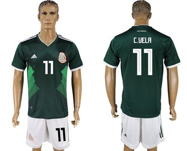 Mexico #11 C.Vela Green Home Soccer Country Jersey