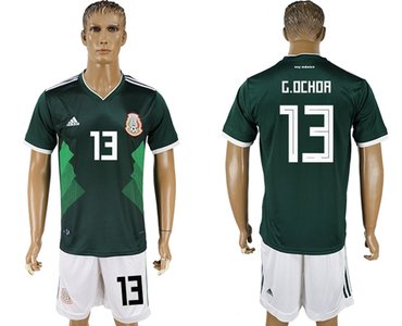 Mexico #13 G.Ochoa Green Home Soccer Country Jersey